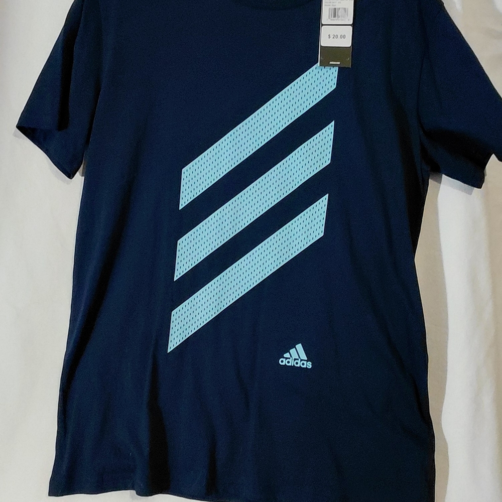 Adidas Dark Blue Tee with Light Blue Accents